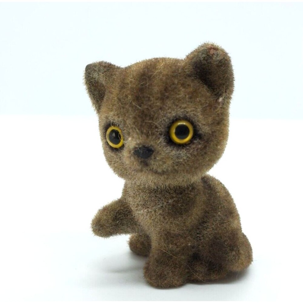 Josef Originals Flocked Brown Stripped Kitten  Vintage
